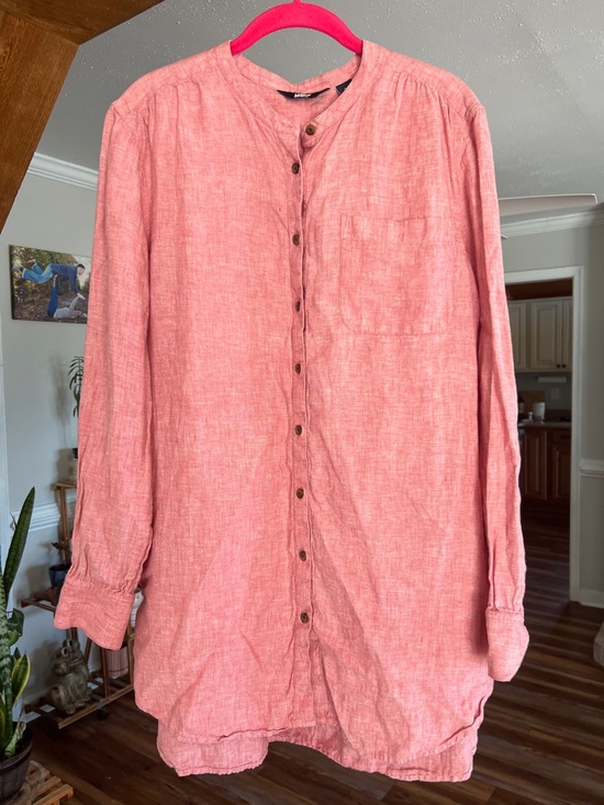 Lands' End Tops - Lands' End Women’s Long-Sleeve Button-Down Tunic - Coral Redish  Pink